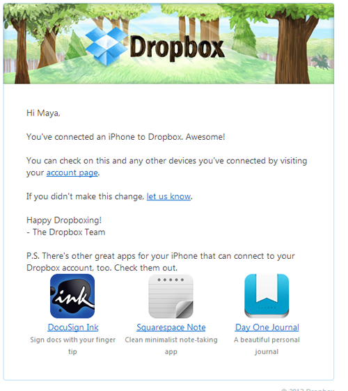 Dropbox personal email
